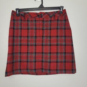 Vintage Eddie Bauer black red plaid wool mini preppy academia holiday skirt 6